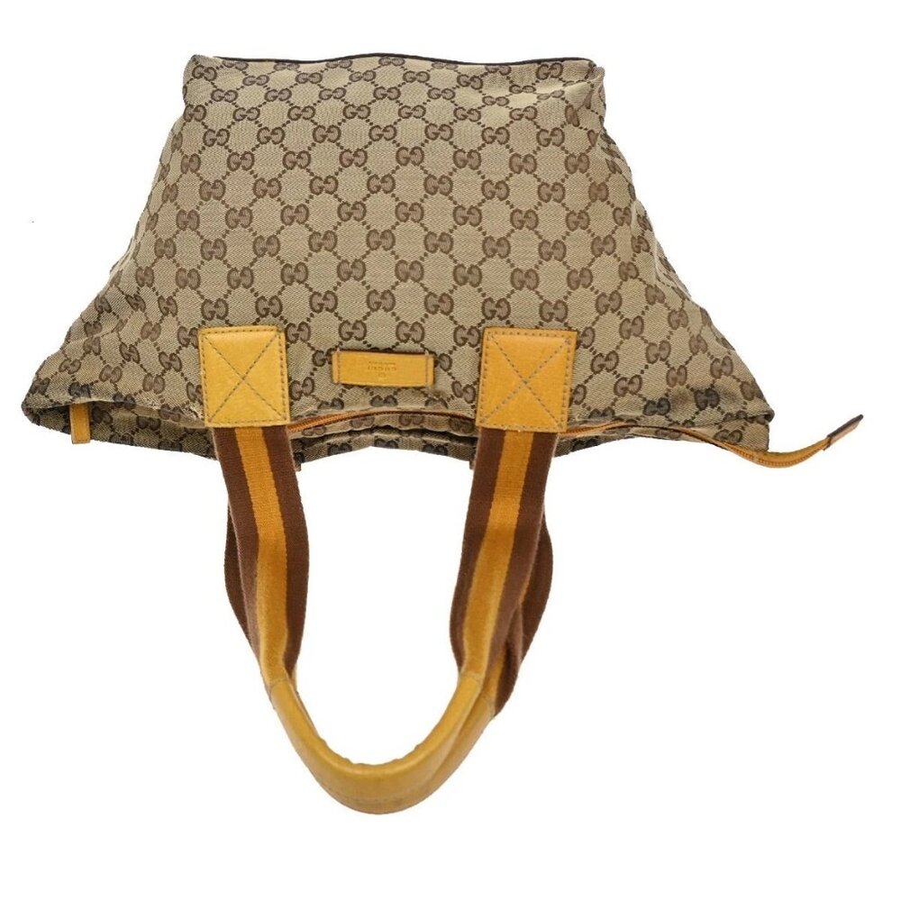 GUCCI GG Canvas Shoulder Tote Bag Leather canvas Yellow Italy 66CA368 - Picture 5 of 14